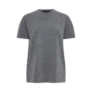 Camiseta de manga corta con efecto acid wash para mujer, color gris, talla grande, cuello redondo, hecha de algodón, ropa casual, camiseta para mujer adulta. - Product Image 1