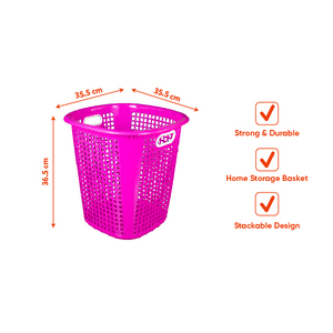 Panier à linge en plastique robuste empilable, bac de rangement carré pour vêtements et jouets, idéal pour la maison et le commerce de détail - Product Image 6