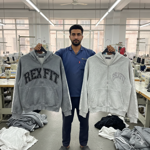 บริการ OEM วัสดุคุณภาพดีที่สุด เสื้อผ้าสตรีทแฟชั่นขายดี คุณภาพพรีเมียม เสื้อฮู้ดดี้สกรีนลายแบบแอซิดวอช ประดับด้วยคริสตัล  รับผลิตตามแบบ - Product Image 1