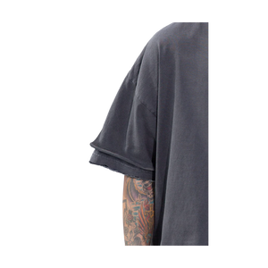 T-shirt décontracté à manches courtes, col rond, effet vieilli, coupe oversize, 300 GSM, qualité supérieure - Product Image 2