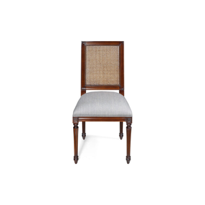 Neoclassical Mahogany Dining Chair Natural Rattan <b>Cane</b> Back with Fluted Legs - Product Image 1
