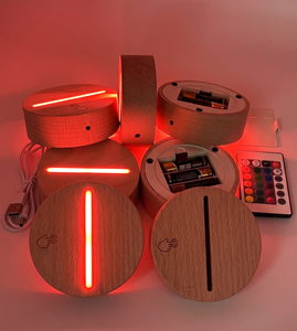 Lámpara de Noche LED Redonda Moderna de Madera con Control Táctil/Remoto/Sensor/Manual, Recargable por USB, Luz Blanca Cálida Regulable (CRI 90) - Product Image 1