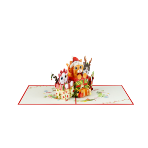 Tarjeta Pop-Up 3D con Gatos en Caja de Regalo, Tarjeta de Papel Hecha a Mano, Arte en Papel, Regalo, Invitación, Tarjeta de Felicitación - Product Image 2