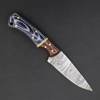 Couteau de chasse à lame fixe en acier Damas, manche en bois Pakka, forgé à la main, couteau de peintureux EDC, fabricant et fournisseur en gros