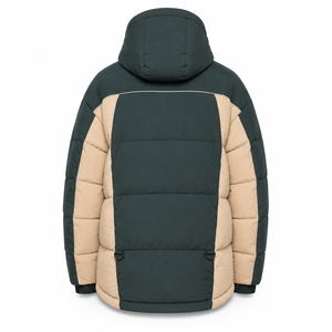 Custom Outdoor Puffer <b>Jacket</b> Winter Padded Construction Protective Hood Embroidered Logo OEM Full Zipper Adjustable Hem Drawcord - Product Image 3