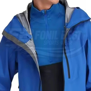 Chaqueta Impermeable y Cortavientos de Invierno para Hombre, Corte Ajustado, con Cierre de Cremallera, Cuello Alto, Diseño con Letras, Color Sólido, Tallas Grandes - Product Image 2