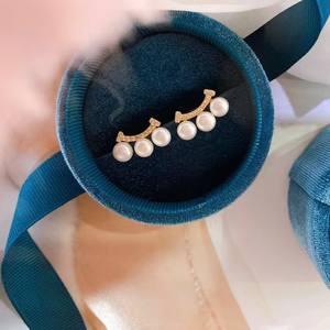 Pendientes de Perlas Cultivadas de Agua Dulce Naturales para Mujer, con Incrustaciones de Diamantes, Diseño de Cara Sonriente, Aguja de Plata, Joyería de Moda - Product Image 3