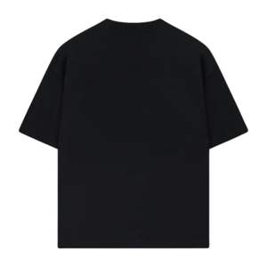 Camiseta de algodón negra de manga corta para hombre, corte holgado, con estampado en el pecho, estilo casual urbano, venta al por mayor OEM, suministro personalizado - Product Image 2