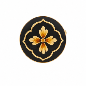 Botones de latón de lujo personalizados con esmalte negro y motivo floral de cuatro hojas en forma de cuadrifolio dorado para blazer, sherwani y traje de hombre. - Product Image 1