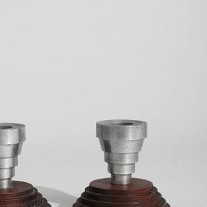 Ensemble de bougeoirs industriels vintage à étages en bois et aluminium, support de bougies rétro pour centre de table de mariage, ornement de maison - Product Image 6