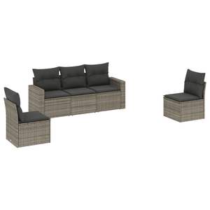 Gray Garden <b>Sofa</b> <b>Set</b> Outdoor Furniture PE Rattan Cushioned Waterproof Contemporary Design - Product Image 4