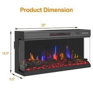 Chimenea Eléctrica Empotrable de 36 Pulgadas con Calentador de 1500W, Control Remoto, 7 Colores de Llama Ajustables, Bajo Nivel de Ruido-12 f - Product Image 2