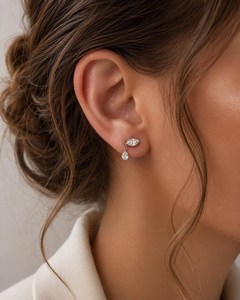 DEF Color VS VVS Clarity IGI Certified Marquise & Pear Lab Diamond 10K 14K 18K Solid <b>Gold</b> Elegant Vintage Style Drop <b>Earrings</b> - Product Image 5