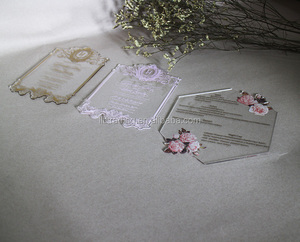Unique Custom New clear Acrylic Laser Cut Wedding Invitations Luxury Card Invitation Wedding Plastic Glass Wedding Invitations