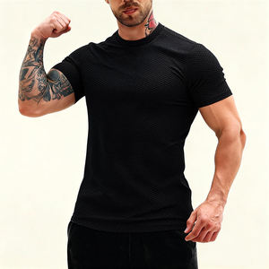 Men's Slim Fit <b>Black</b> Short Sleeve O-Neck T-<b>Shirt</b> Quick Dry Knitted Polyester Casual Solid Color <b>Compression</b> <b>Shirt</b> - Product Image 2