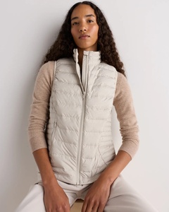 <b>Women's</b> Long Casual Quilted Polyester Filled <b>Vest</b> Stand Collar Zipper Waistcoat Lightweight Puffer Outerwear <b>for</b> Winter Warmth - Product Image 4