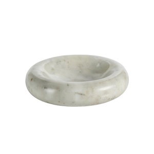 <b>White</b> Marble Round Decorative <b>Bowl</b> Handmade Stone Dish for Elegant Home Decor and Centerpiece for Modern Living Room and Kitchen - Product Image 1