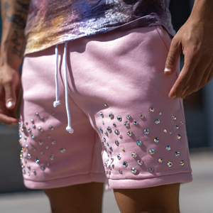 Pantalones Cortos de Felpa con Pedrería Personalizados para Hombre, Pantalones Cortos de Invierno con Pedrería para Hombre, Ropa Urbana - Product Image 1