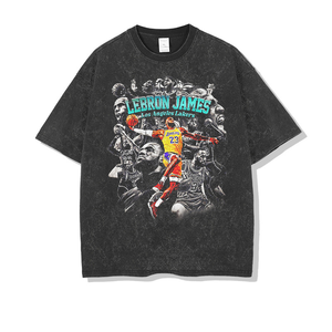 เสื้อเชิ้ตสไตล์ตะวันตกสำหรับผู้ชาย เสื้อวินเทจ เสื้อยืดโอเวอร์ไซส์ลายกราฟิก เสื้อยืดลายฟอกสี เสื้อท็อปส์ - Product Image 2