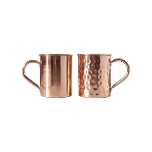 Mug en cuivre artisanal, design vintage, finition martelée, tasse à boire en métal avec poignée, style ayurvédique traditionnel - Product Image 6