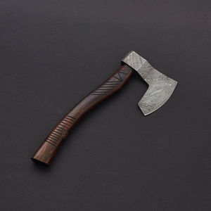 Hache Tomahawk artisanale en acier Damas avec manche en bois de rose, hache de camping en acier Damas pour activités de plein air - Product Image 3