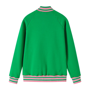 เสื้อแจ็คเก็ตวาร์ซิตี้ขนสัตว์สำหรับผู้หญิง Alpha Green ปักโลโก้ตามสั่ง กันลม พร้อมระบบทำความร้อน  แบบกำหนดเองได้ สำหรับชมรมหญิงกรีกและวิทยาลัย - Product Image 3