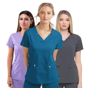OFERTA ESPECIAL Top Scrubs Enfermería Estilo personalizado Cuello en V Uniforme médico de ALTA CALIDAD Ropa de hospital para mujeres Buen estiramiento y suave - Product Image 3