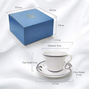 Ensemble de tasses à café en céramique de qualité hôtelière de luxe avec impression par transfert d'eau pour usage promotionnel - Product Image 2