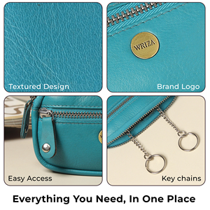 WRIZA Porte-monnaie vintage en cuir véritable pour femme |   Mini porte-clés avec fermeture éclair |   Durable, de haute qualité, pour un usage quotidien - Product Image 6