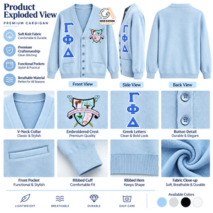 Suéter Casual Bordado de Manga Larga con Cuello Redondo para Mujer de la Hermandad Gamma Phi Delta, Tejido de Punto para Invierno, 100% Poliéster - Product Image 5