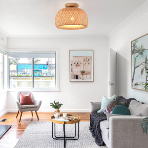 Vente en gros de luminaires suspendus en bambou de style nordique, lampe suspendue tissée naturelle avec une lumière ambiante chaude pour la décoration moderne de la maison, OEM ODM - Product Image 6