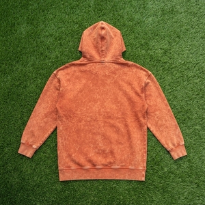 Sudadera con Capucha Oversize de Felpa para Mujer, Color Naranja con Lavado Ácido, Estilo Casual Urbano - Product Image 5