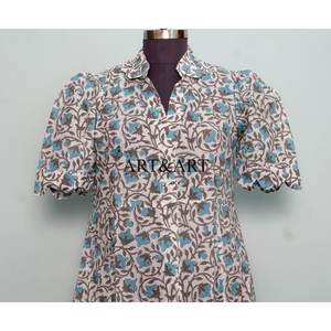 Vestido Moderno Casual de Manga Corta para Fiesta, Estilo Dulce y Elegante para Mujer, Estampado a Mano, de Algodón, Tipo Canguro, Cómodo y Corto - Product Image 2