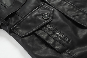 New High Quality Men's Spring Eco-Friendly Windproof Breathable Leather <b>Jacket</b> with Front Logo Casual Street Style - Product Image 5