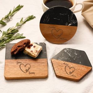 Natural Marble And Solid Wood Coaster Collection Decorative <b>Cup</b> <b>Mats</b> For Coffee Tea Wine Glasses Luxury Table Accessories - Product Image 3