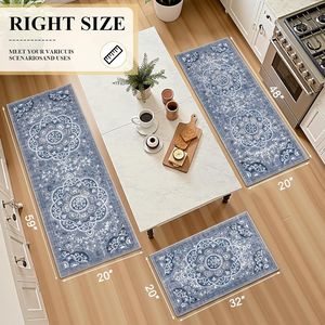 Set di 3 Tappeti da Cucina Boho Floreali, Antiscivolo e Lavabili, Stile Rustico - Product Image 5