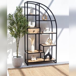 Étagères de présentation semi-arche industrielles Vandana Vesta Astra – Unité de rangement moderne en métal et bois - Product Image 1