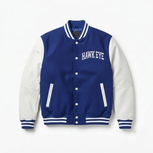 Veste universitaire en laine surdimensionnée pour homme Hawk Eye Sports, style streetwear, hiver, boutonnée, grande taille, séchage rapide, devant - Product Image 3