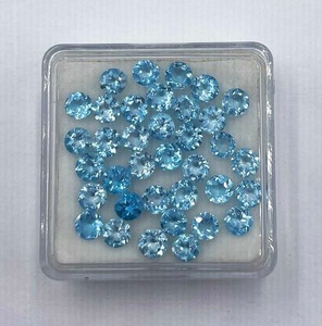 Quartz bleu naturel, pierre précieuse en vrac, taille ronde facettée, bleu ciel, 3 mm, traité thermiquement, pleochroïque, pour la fabrication de bijoux, en vrac - Product Image 5