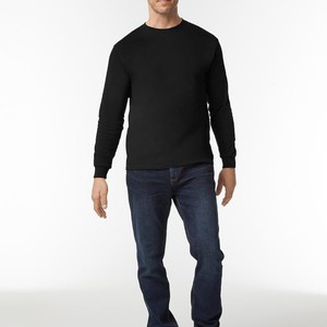 T-shirt en coton biologique pour homme, tissu éco-responsable, col rond, manches longues, doux, respirant, décontracté, streetwear - Product Image 1