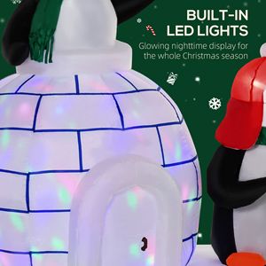 Decorazione Natalizia Gonfiabile da Esterno a Forma di Pinguino di 1,5 m con Luci LED, Igloo Rotante Colorato e Sciarpa, Decorazioni per Giardino Festive - Product Image 4