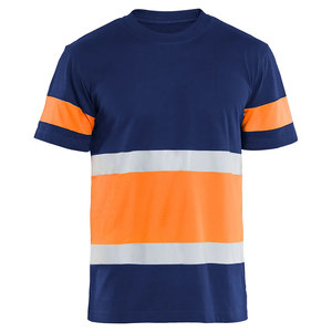 เสื้อยืดสะท้อนแสงสำหรับงานก่อสร้าง ผ้าฝ้าย 100% ความปลอดภัยสูง สำหรับผู้ชาย พิมพ์โลโก้ตามสั่ง เสื้อยืดนิรภัยสำหรับทำงาน - Product Image 1