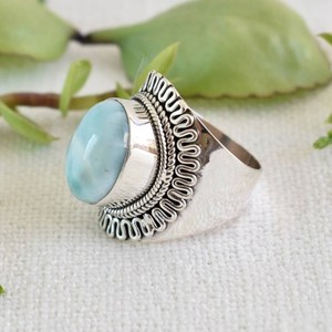Larimar Silver Ring 925 Sterling Silver Ring Solid 925 Sterling Silver - Product Image 2