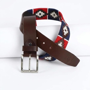 Ceinture en cuir polo multicolores de qualité supérieure, conçue sur mesure, fabriquée à la main à partir de cuir véritable, ceintures polo brodées - Product Image 3