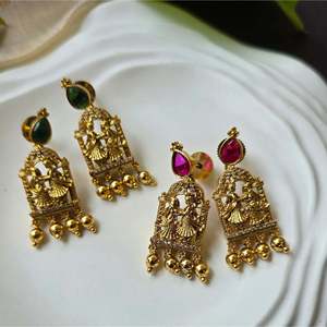 Suyamvara Chandelier Drop Earrings-Classic Bohemian Religious Number Design - Product Image 1