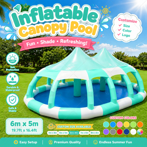 Grande <span class=keywords><strong>piscine</strong></span> gonflable en PVC <span class=keywords><strong>avec</strong></span> auvent solaire, <span class=keywords><strong>piscine</strong></span> gonflable ronde portable d'extérieur pour enfants <span class=keywords><strong>et</strong></span> adultes - Product Image 2