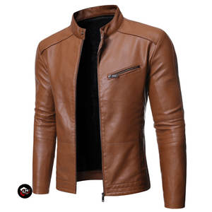 Veste en cuir véritable pour homme, vêtement d'extérieur décontracté, mode streetwear, look tendance, hiver-printemps, taille S - Product Image 1