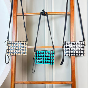 กระเป๋าถือหนังสีดำลายตารางหมากรุกสำหรับผู้หญิงกระเป๋าเงินแบบพกพาแฟชั่นสำหรับสุภาพสตรีดีไซน์ใหม่จากนักออกแบบที่มีชื่อเสียง - Product Image 4