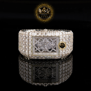 Montre mécanique Moissanite World Iced Out entièrement sertie de moissanites, montre-bracelet de luxe Hip Hop pour événements spéciaux et soirées - Product Image 1