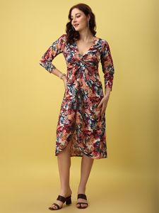 Robe d'été en coton à imprimé floral multicolore, nouvelle conception, style A-line, pour femmes, vêtements pour femmes, robe de qualité export - Product Image 2